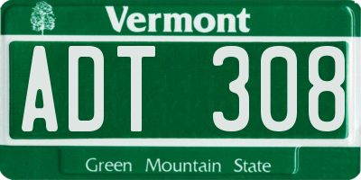 VT license plate ADT308