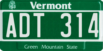 VT license plate ADT314