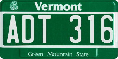 VT license plate ADT316