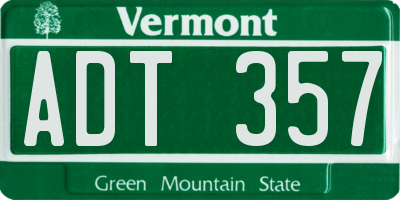 VT license plate ADT357