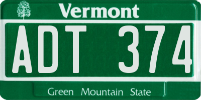 VT license plate ADT374