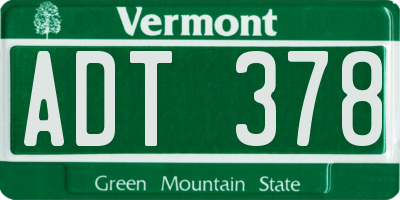 VT license plate ADT378