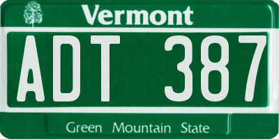 VT license plate ADT387