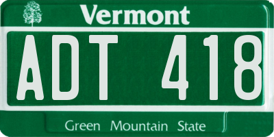 VT license plate ADT418