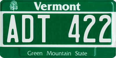 VT license plate ADT422