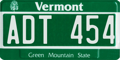 VT license plate ADT454