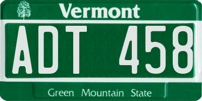 VT license plate ADT458