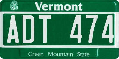 VT license plate ADT474