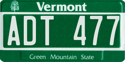 VT license plate ADT477