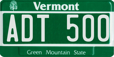 VT license plate ADT500