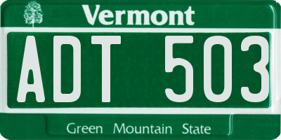 VT license plate ADT503