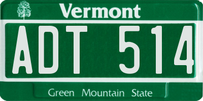 VT license plate ADT514