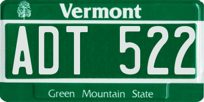 VT license plate ADT522