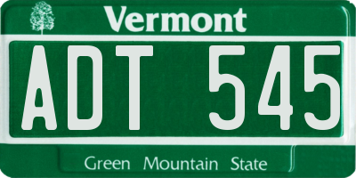 VT license plate ADT545