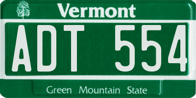 VT license plate ADT554