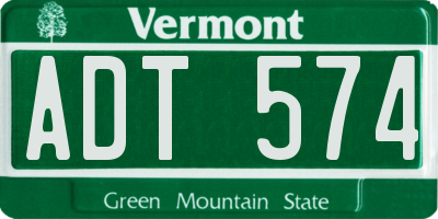 VT license plate ADT574