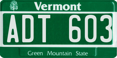 VT license plate ADT603