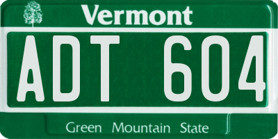 VT license plate ADT604