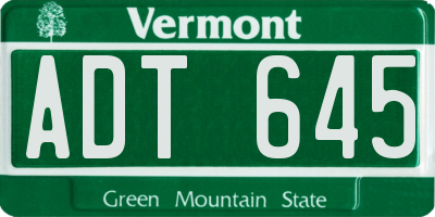 VT license plate ADT645