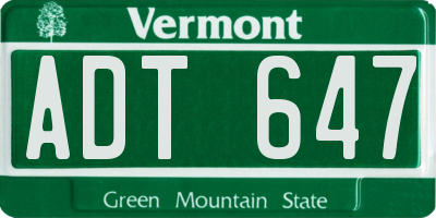 VT license plate ADT647