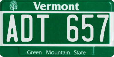 VT license plate ADT657