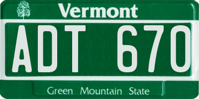 VT license plate ADT670
