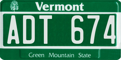 VT license plate ADT674