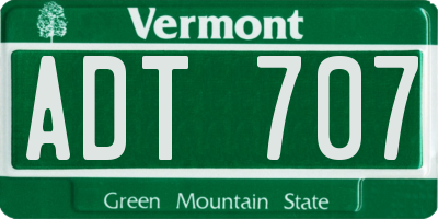 VT license plate ADT707
