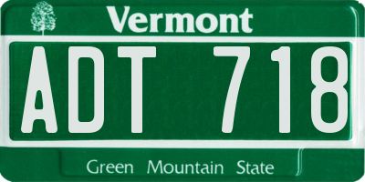 VT license plate ADT718