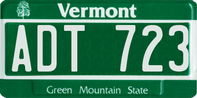 VT license plate ADT723