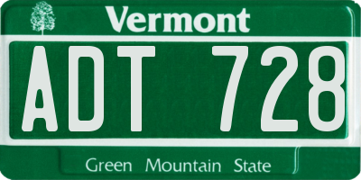 VT license plate ADT728