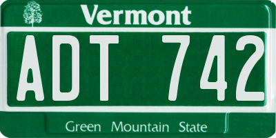 VT license plate ADT742