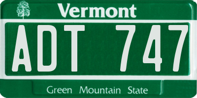VT license plate ADT747