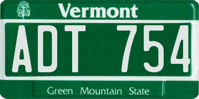 VT license plate ADT754