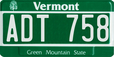VT license plate ADT758