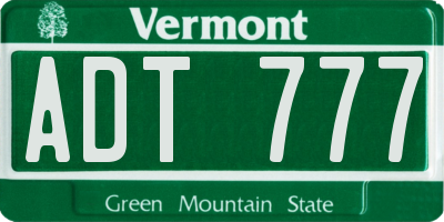VT license plate ADT777