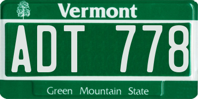 VT license plate ADT778