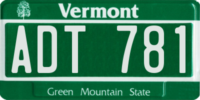 VT license plate ADT781