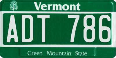 VT license plate ADT786