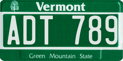 VT license plate ADT789