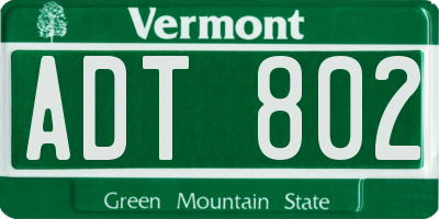 VT license plate ADT802