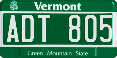 VT license plate ADT805