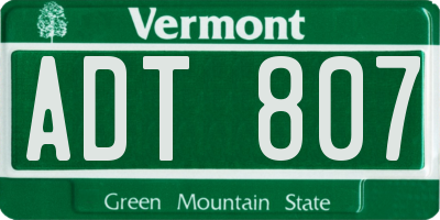 VT license plate ADT807