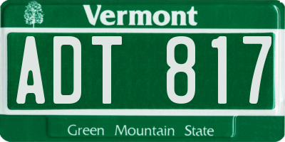 VT license plate ADT817