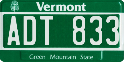 VT license plate ADT833
