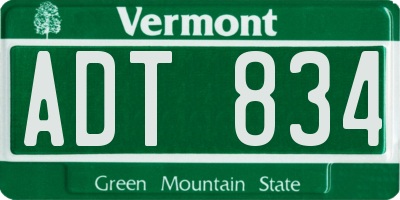 VT license plate ADT834