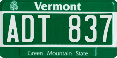 VT license plate ADT837