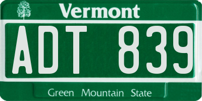 VT license plate ADT839