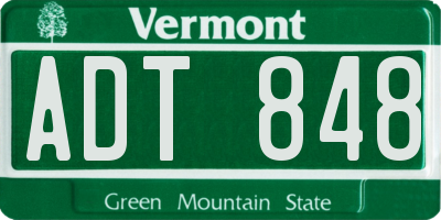 VT license plate ADT848