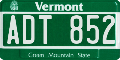 VT license plate ADT852